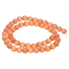 48pcs Orange Cat's Eye Stone Beads 8mm Round Crystal Loose Bead
