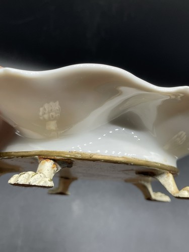Oyster Plate 5-well Gold Trim (Metal Animal Claw footed base ASIS) Limoges? - Picture 8 of 14