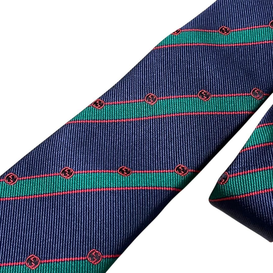 Gucci GG Pattern Navy Blue Interlocking Bee Tie U… - image 11