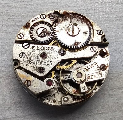 Eloga Movement Vintage Old Swiss Watch Mechanism Not Work good balance for parts