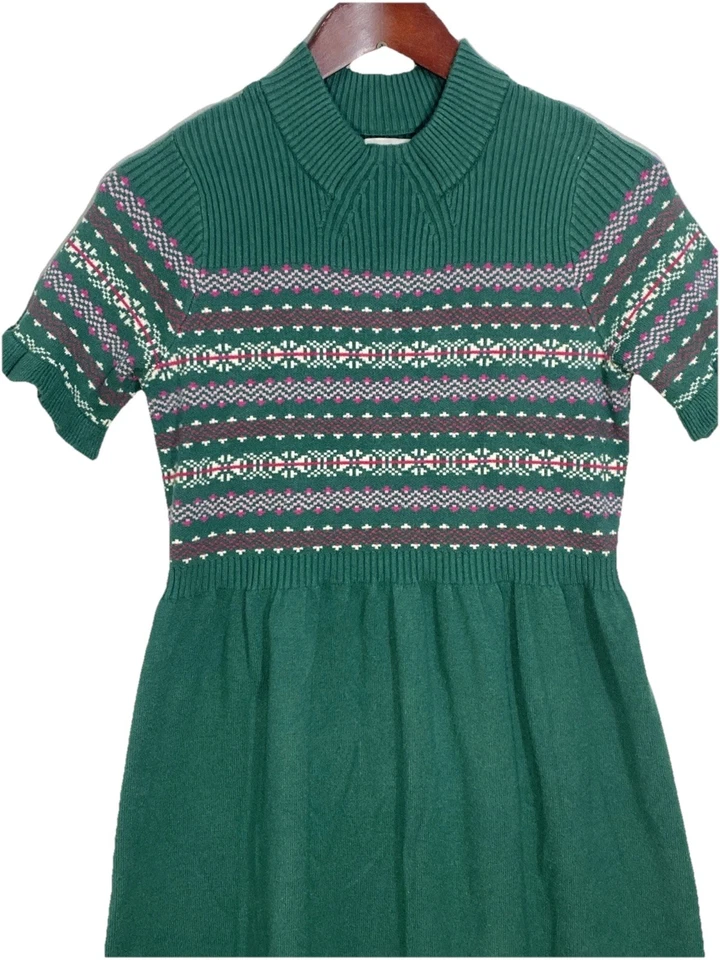 Vestido suéter nórdico Fair Isle montagem grátis meninas 18 XXL verde festa de férias - Imagem 2 de 4