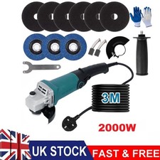 Heavy Duty 2000W Electric Angle Grinder 125mm Corded Cutting Grinding 220V UK
