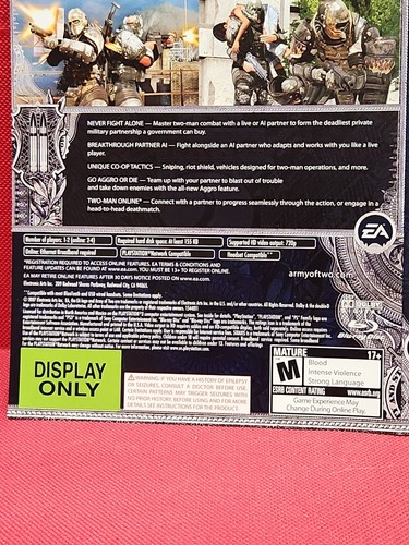 Sony Playstation 3 Army Of Two PROMOCIÓN RARA Tienda Exhibición OBRAS DE ARTE Solo SIN DISCO DE JUEGO - Imagen 6 de 8
