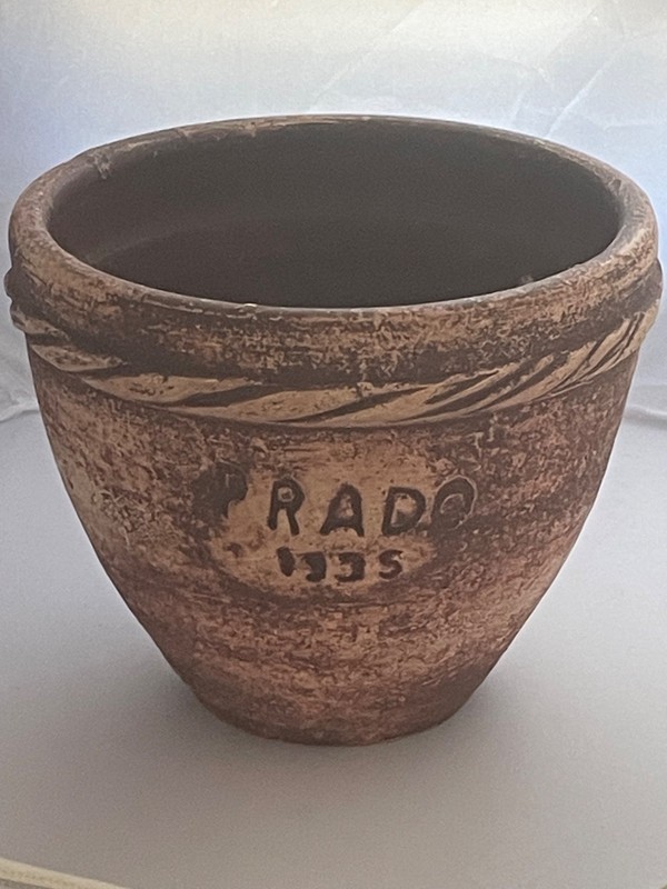 Rustic Earthenware Planter Cachepot Impressed PRADO 1935 