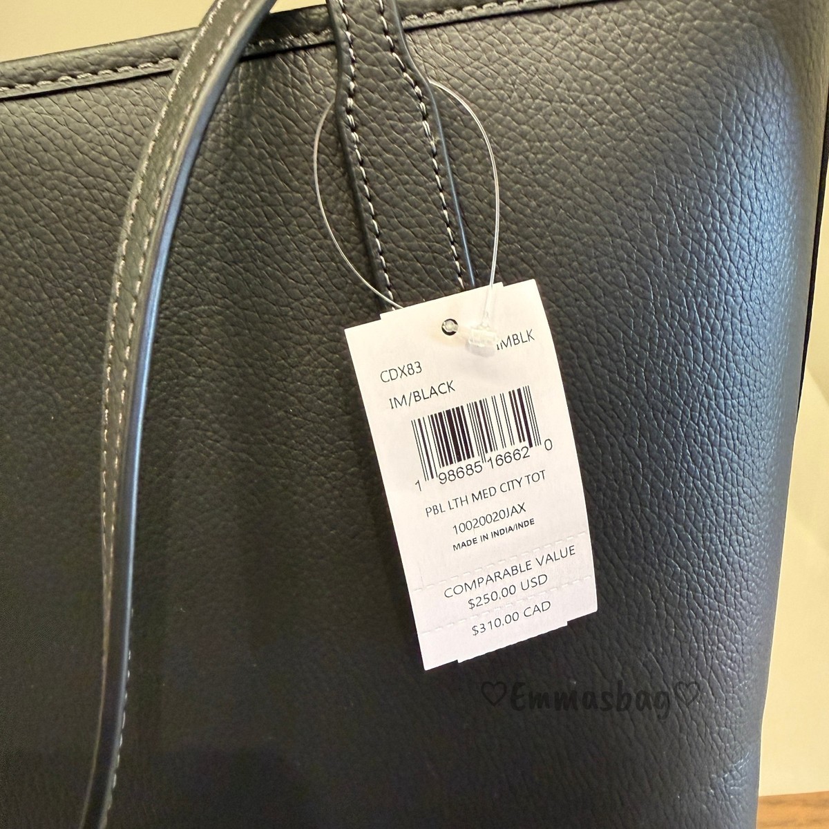 Coach Medium City Tote Bag CDX83 pebbled leather/Gold/Black | eBay