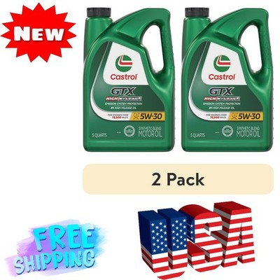 2 Pack Castrol GTX High Mileage 5W-30 Syn Blend 5Qt Motor Oil Free Ship
