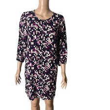 Ann Taylor Factory Sheath Dress Women’s SP Petite Multicolor Geometric Print 3/4