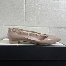Valentino Garavani Rockstud Flat Nude Leather Slip On Women's 39.5 US/9.5 US