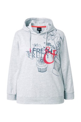 Ulla Popken Damen große Größen Hoodie Schriftmotiv Kapuze Langarm 846717