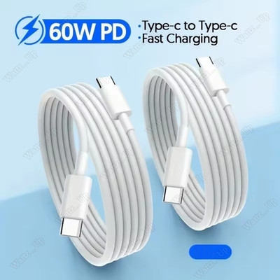 60W Type C Fast Charger For iPhone 15 16 17 Air Samsung USB-C Cord PD Cable Lot