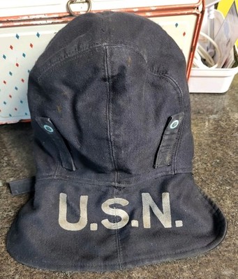 Vintage WWII BLUE USN U.S. NAVY UTILITY CAP DECK HAT NAVY