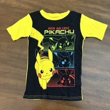 Pok mon Boys Size 8 Pajama Top Pikachu Black Yellow Slim G5