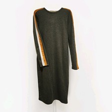 Zara Womens Trafaluc Autumn Winter Dress Size 30 Grey Striped Bodycon Pullover