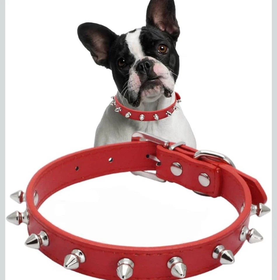 Collares de gato con clavos, remache de hongos, piel sintética suave Da Foto 3 de 3