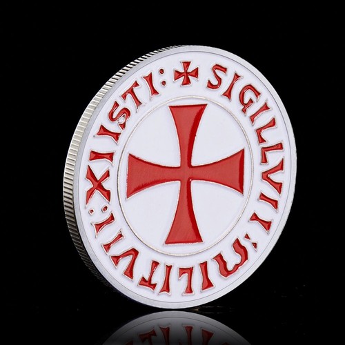 Masonic Exchange Red Knights Templar Crusaders Freemason Souvenir Silver Coin - Picture 4 of 6