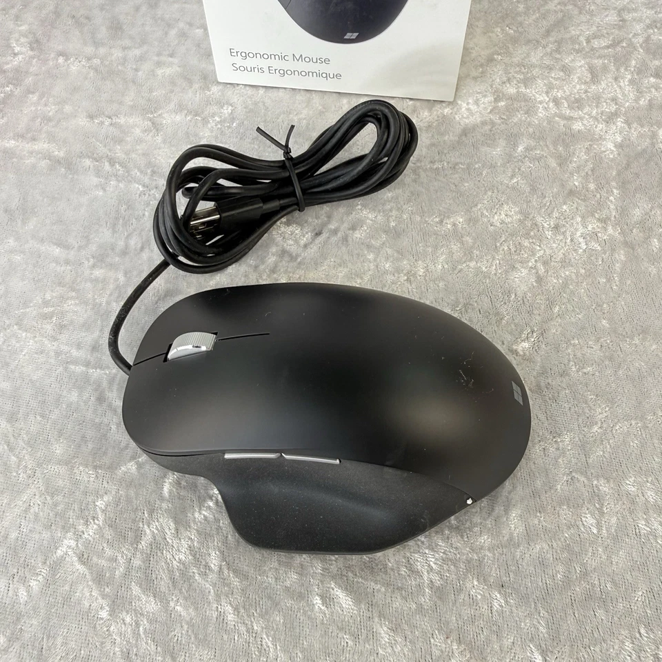 Genuine Microsoft Ergonomic Wired Mouse - RJG-00001 1923 - Black - Tested - Image 4 of 4