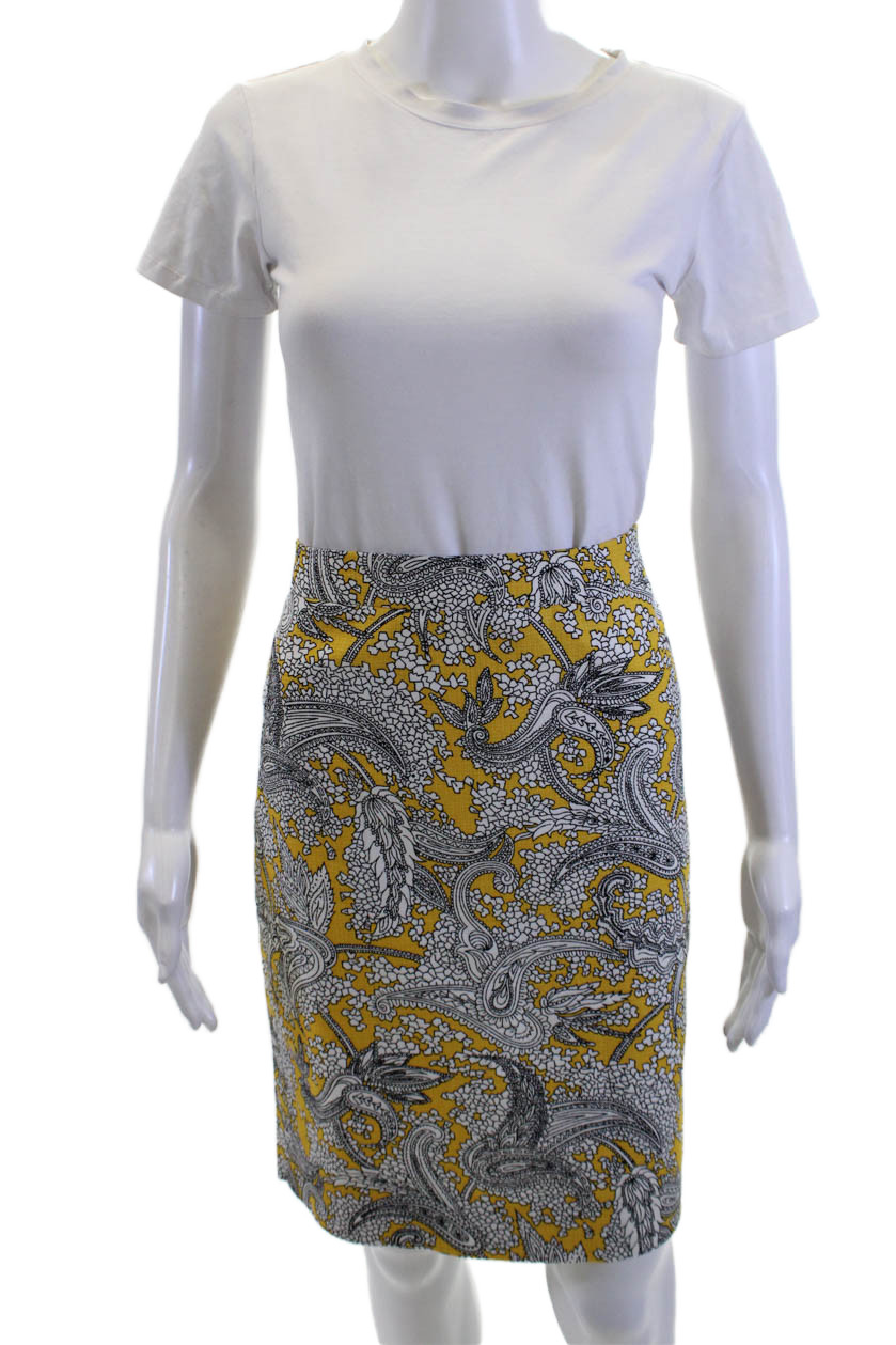 J Crew Womens Black Paisley Pencil Straight Skirt Knee Length Cotton Size 6Free Shipping in US $100+ Orders | $6.95 Orders Below