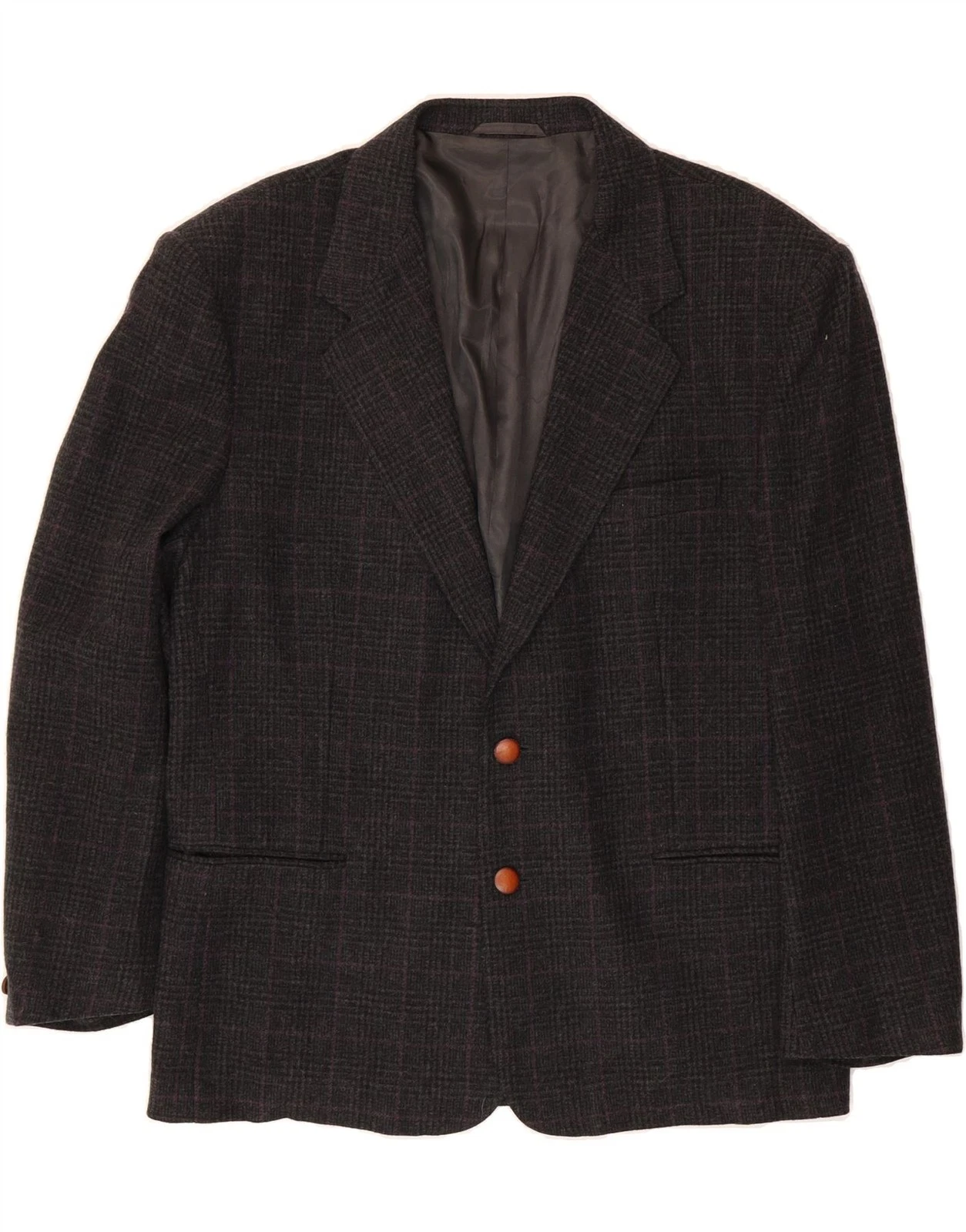 LUCK IN LUCK Mens 2 Button Blazer Jacket IT 52 Large Grey Check Acetate BH05