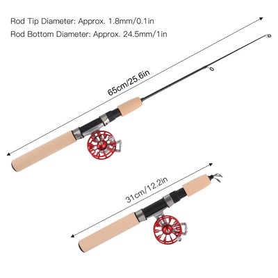 (Rot) Winter Ice Fishing Telescopic Rod FD50 Reel Set Tragbare Angelrute Ree BAK