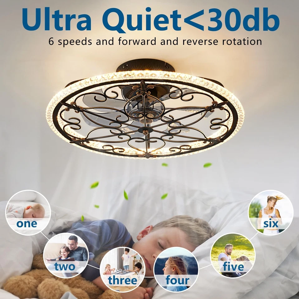 Rustic Black Caged Ceiling Fan with Light Farmhouse Caged Ceiling Fan with Re... - Image 2 of 4