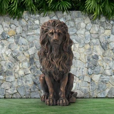 Glitzhome Guardian Sitting Lion Garden Statue 20.5" Elegant N' Sophisticated
