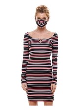 PLANET GOLD Womens Body Con Dress Black Caged Neckline Juniors M