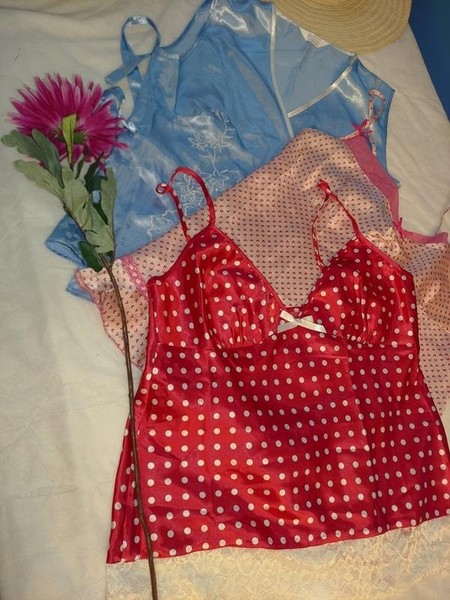 Women Pajama Set Pink Blue Silk Polyester 38 / M /