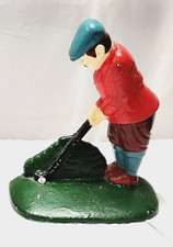 Vintage Cast Iron Golfer Door Stop height 7 " Nice