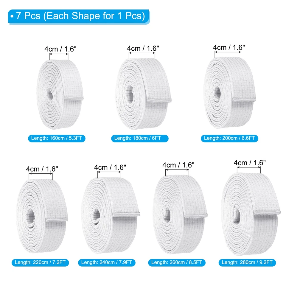 Taekwondo Colored Ranking Belts 6 Size Belts for Competition Training White - Image 2 of 4