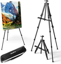 Nicpro Art Easel for Sign, Black Aluminum Metal Tripod Stand - Adjustable Height