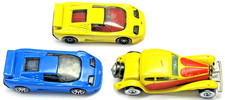 Hot Wheels Bugatti Car Lot of 3 Blue '94 SS Yellow '37 EB110 Diecast Vehicles