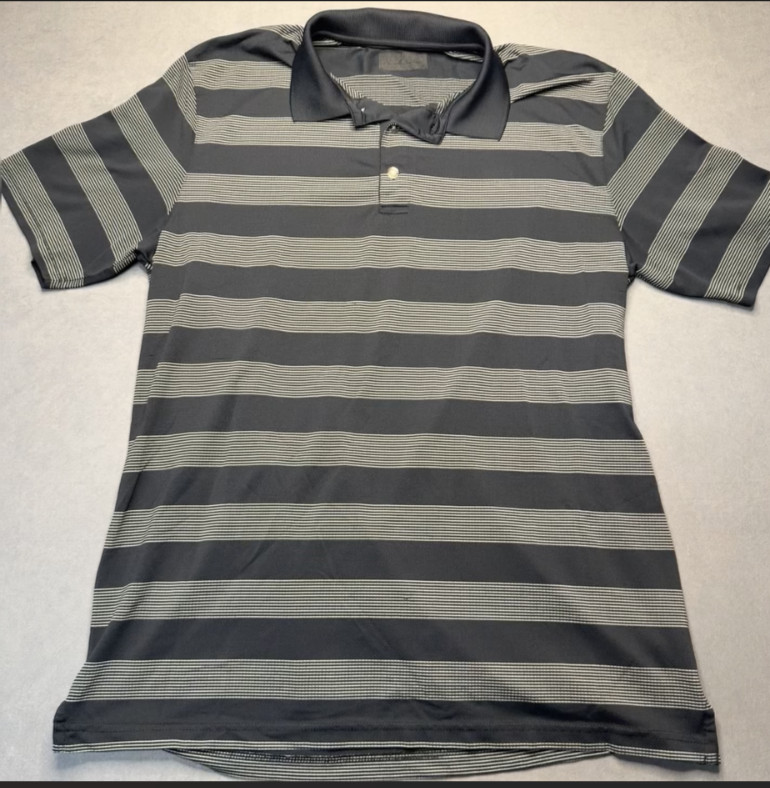 Callaway Opti-Dri Mens Large Black Striped Short Sleeve Golf Polo Shirt
