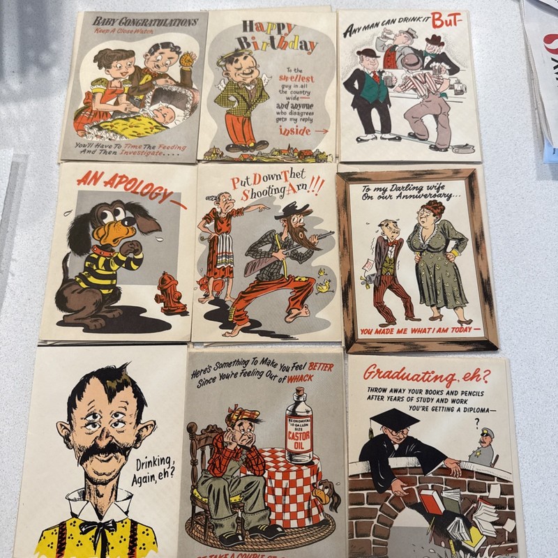 9  Vintage NOVO Laughs Greeting Cards With Envelopes UNUSED