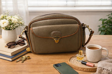 Vintage Dooney  Bourke AWL Small Kilty Crossbody Bag Taupe British Tan