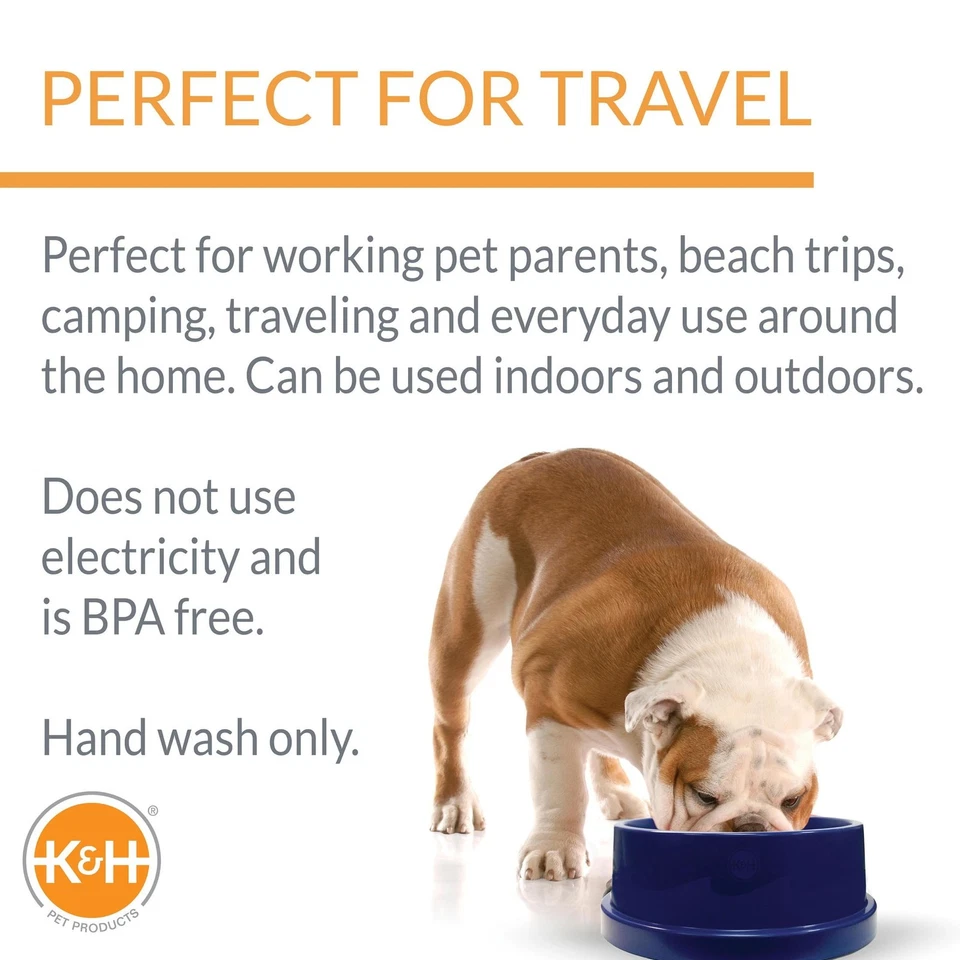 K&H Pet Products Coolin' Pet Bowl Blue 96 Ounces - Image 4 of 4