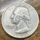 1954 25c Washington Quarter Actual Coin .  Nice Coin Good For A Collector Book