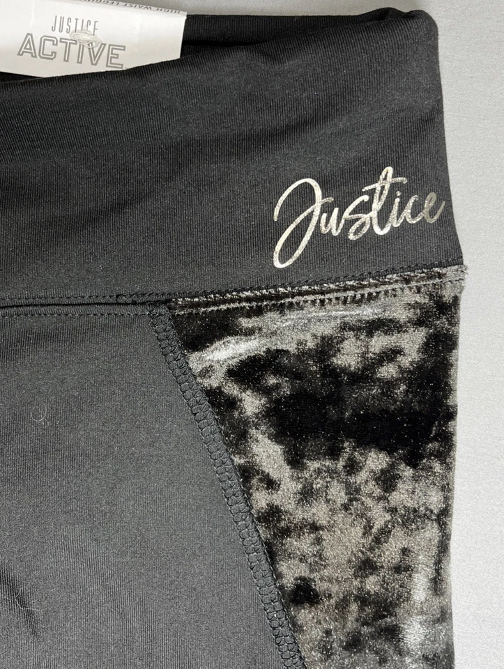 Leggings Justice Active GIrls Cintura Alta Terciopelo Negros Talla 10 Nuevos con Etiquetas Foto 4 de 4
