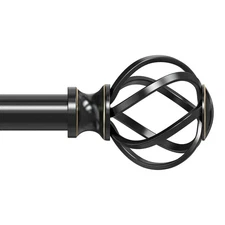 Curtain Rods for Windows 18 to 42 Inch(1.5-3.5 Feet),3/4" Diameter Black Drap...