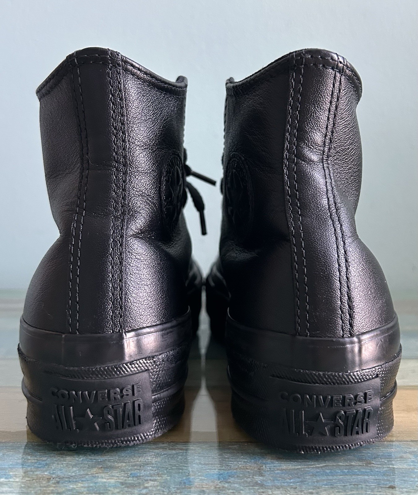 Converse Black Soft Leather Platform Sneakers High Top Shoes Size 5.5 thumbnail 10