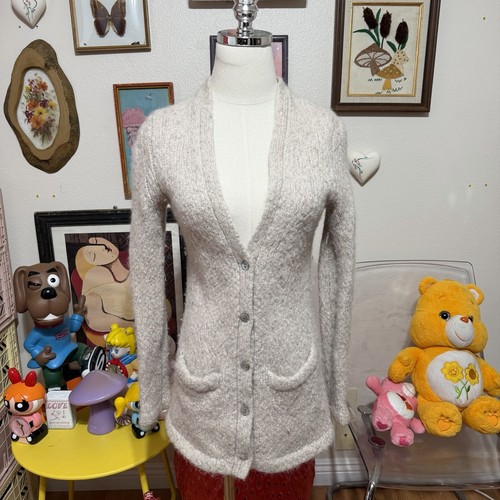 Helmut Lang, Vintage Helmut Lang Cardigan Sweater Longline Fuzzy Mohair Knit Minimalist 90s⁠