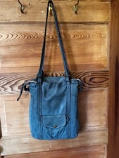 CAMPOMAGGI leather bag blue/green with white ...