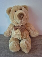 Animal Alley /Commonwealth Brown Bear w/Bow Plush Hughbert 12 Inches Brown Nose