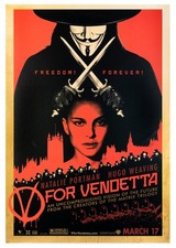 Póster de la película V PARA VENDETTA 27x40 corte de director Natalie Portman Hugo tejido