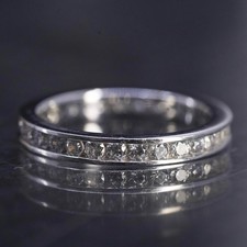 Size 6, vintage sterling silver 925 statement band ring with cluster cz