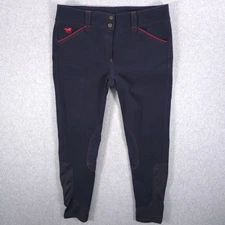 Piper Smartpak Breeches Black Stretch Half Seat Equestrian Riding Womens 34x25