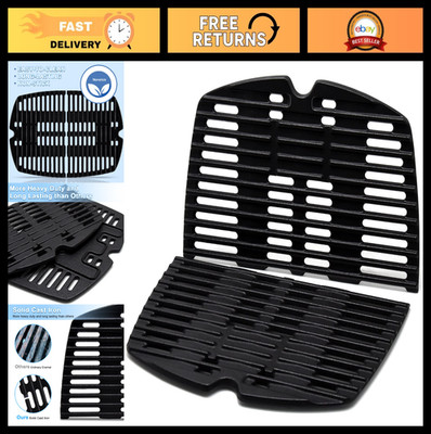 Cast Iron Grill Cooking Grates Replacement for Weber Q100 Q120 Q140 2-Pack 17x12