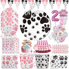 DOG CAT Party Supplies Pet Birthday Decorations Tableware Set Balloons & Banner