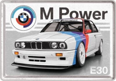 Blechpostkarte BMW - M Power E30, 14,5 x 10 cm