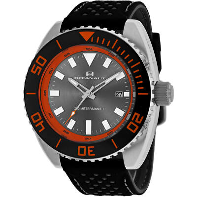 Oceanaut Men's Watch Submersion Quartz Grey Dial Black Rubber Strap OC0522