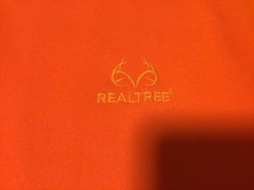 Real tree Men’s Hunting Fleece Fluorescent Orange Size Medium 1/4 Zip Shirt - Picture 6 of 10